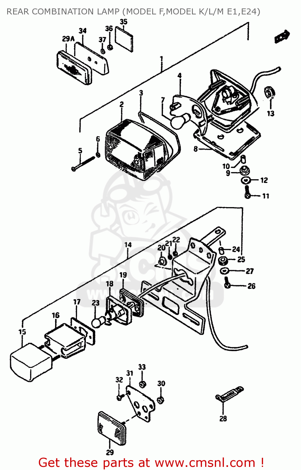 REAR COMBINATION LAMP (MODEL F,MODEL K/L/M E1,E24) VS750GLEF 1987 (H) (E02)