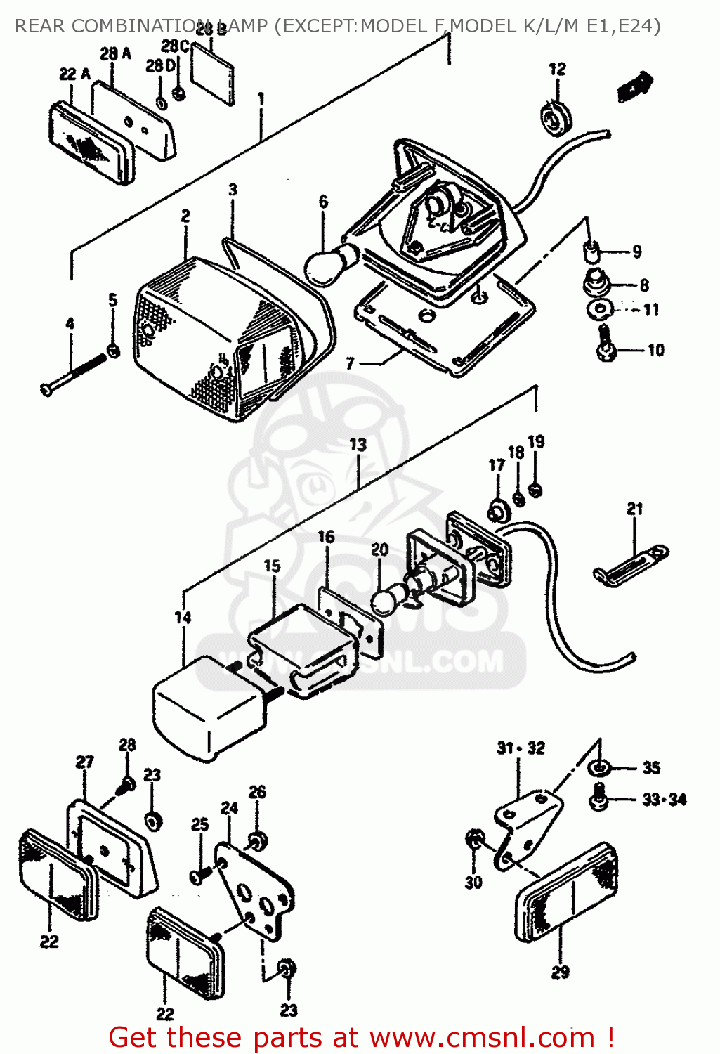 REAR COMBINATION LAMP (EXCEPT:MODEL F,MODEL K/L/M E1,E24) VS750GLEF 1987 (H) (E02)