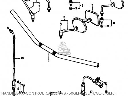 HANDLEBAR-CONTROL CABLE (VS750GLFG/GLFH/GLFJ/GLFK/GLFL/GLFM) - VS750GLEF 1987 (H) (E02)