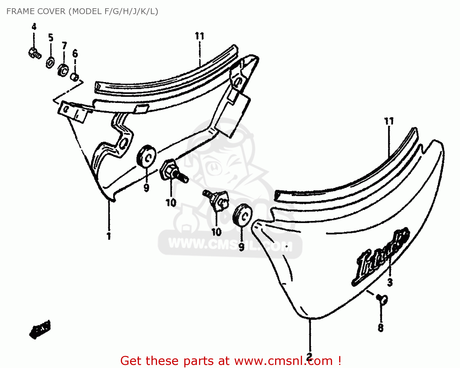 FRAME COVER (MODEL F/G/H/J/K/L) VS750GLEP 1987 (H) (E02)