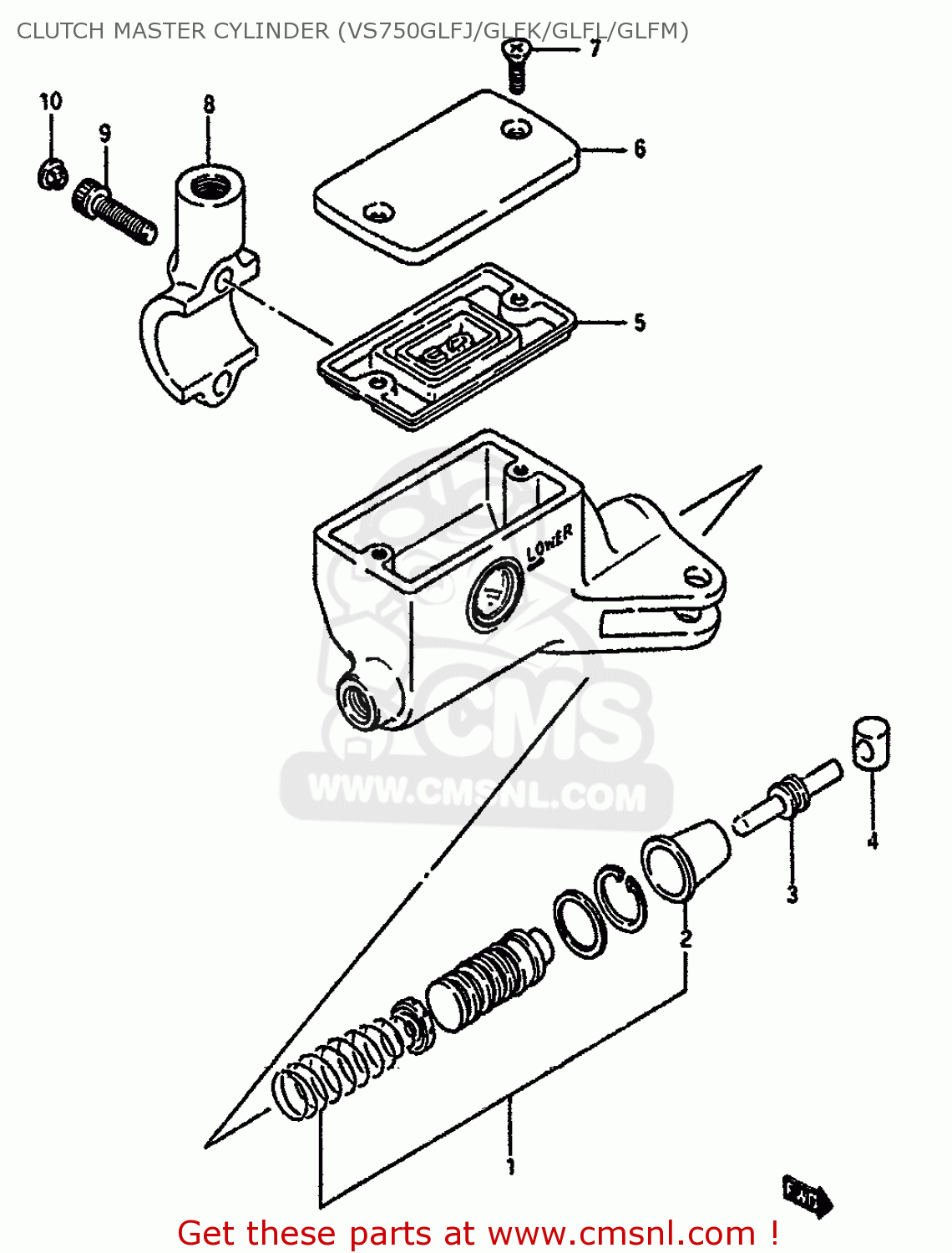 CLUTCH MASTER CYLINDER (VS750GLFJ/GLFK/GLFL/GLFM) VS750GLEP 1987 (H) (E02)