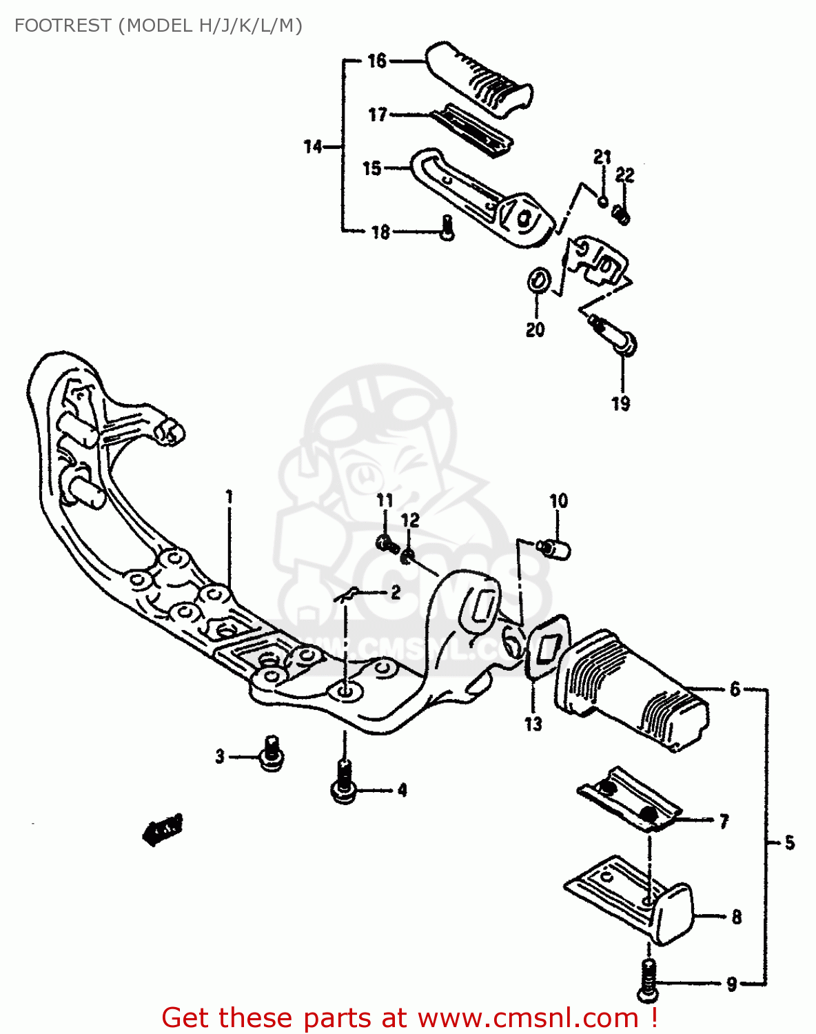 FOOTREST (MODEL H/J/K/L/M) VS750GLF 1986 (G) (E02 E04 E15 E16 E17 E18 E21 E22 E25 E34 E39)