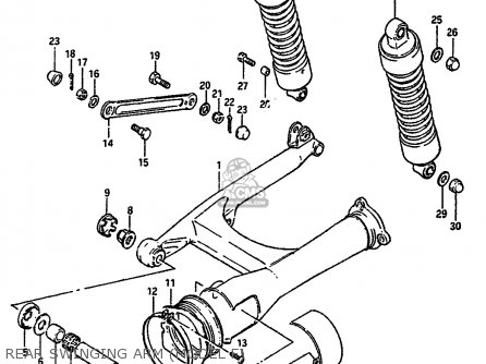 REAR SWINGING ARM (MODEL F) - VS750GLF 1986 (G) (E02 E04 E15 E16 E17 E18 E21 E22 E25 E34 E39)