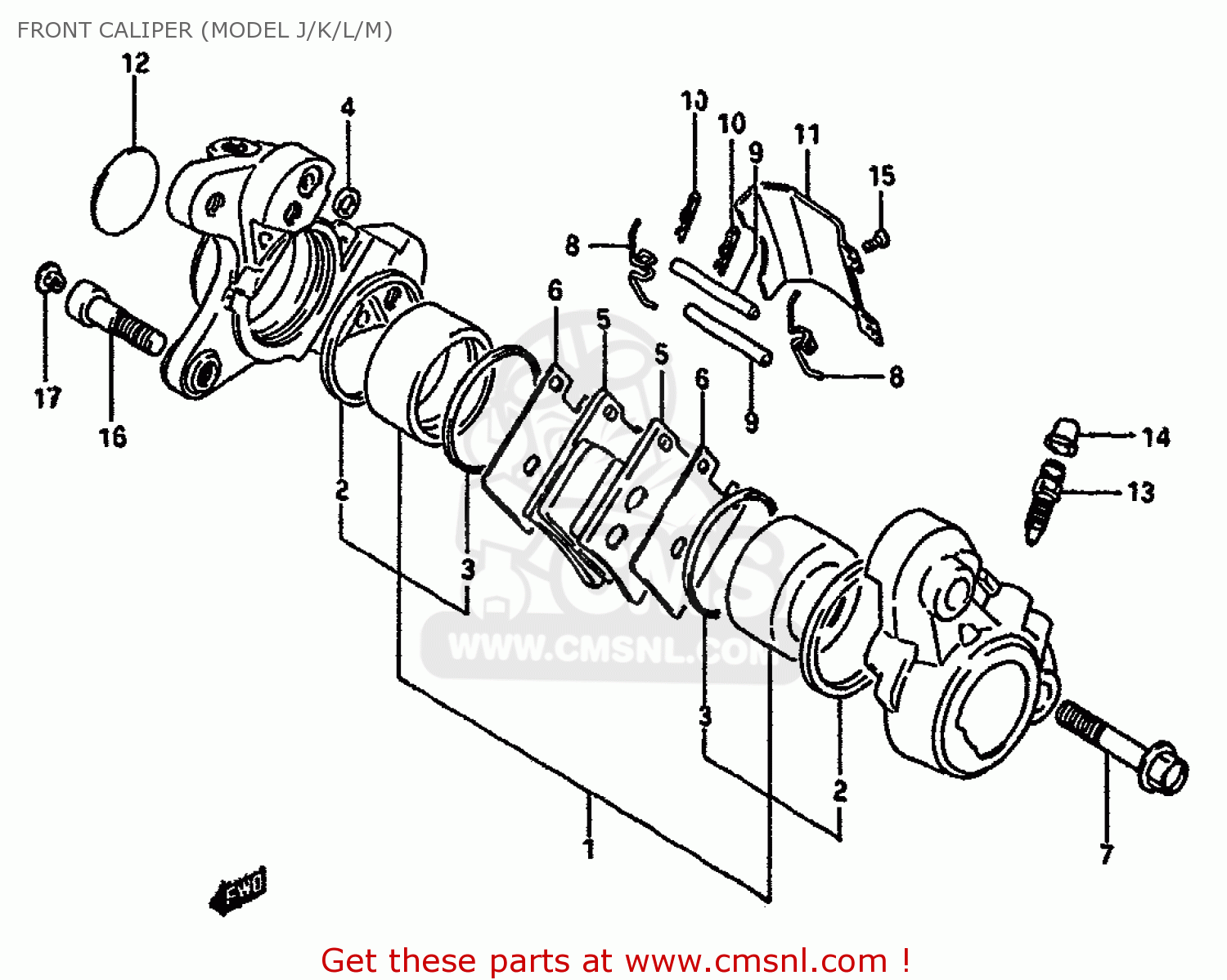 FRONT CALIPER (MODEL J/K/L/M) VS750GLF 1987 (H) (E02 E04 E15 E17 E18 E21 E22 E25)