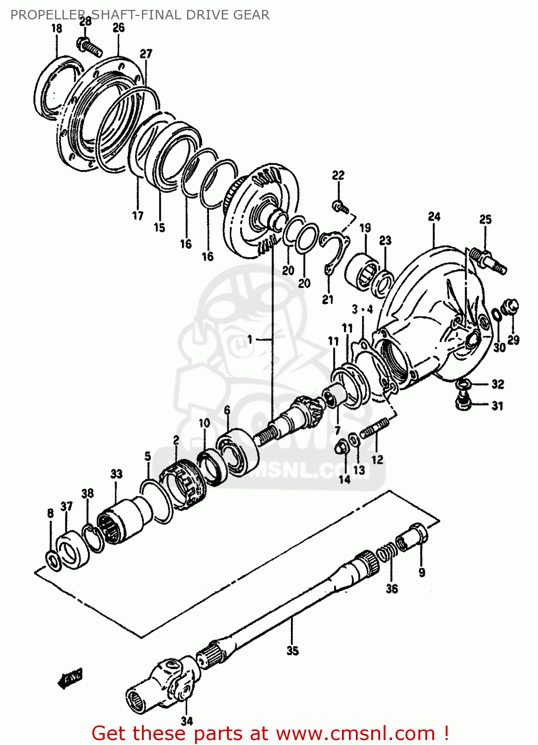 PROPELLER SHAFT-FINAL DRIVE GEAR VS750GLF 1988 (J) (E04 E18 E22 E34 E75 E77)