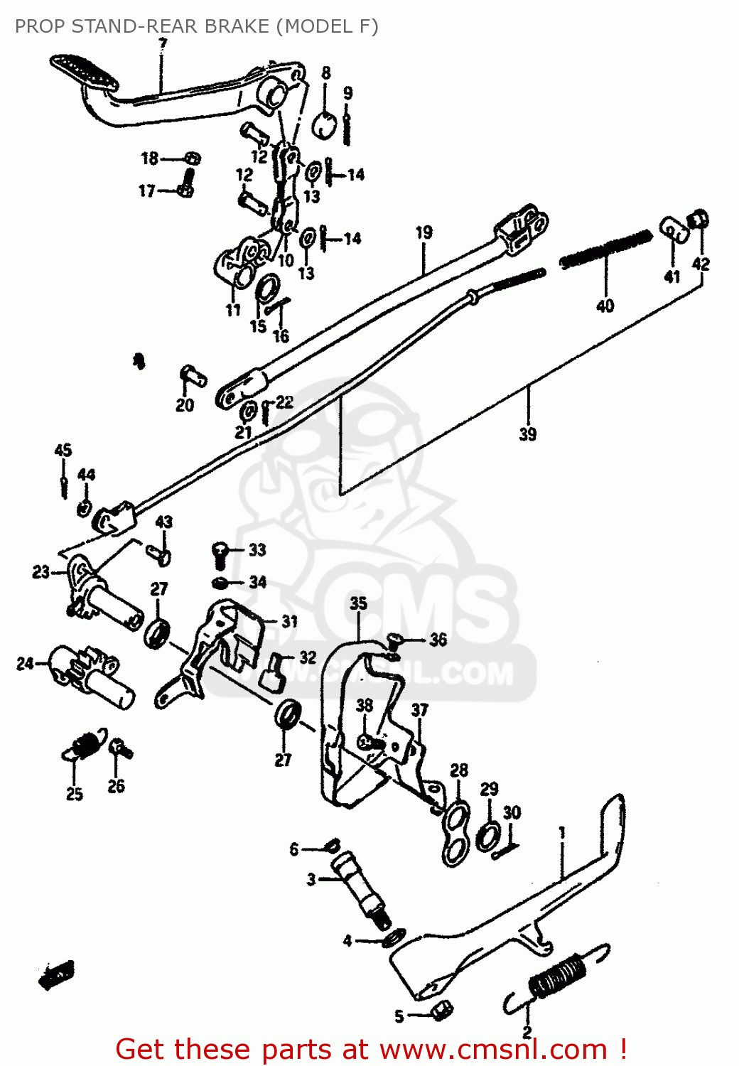 PROP STAND-REAR BRAKE (MODEL F) VS750GLF 1988 (J) (E04 E18 E22 E34 E75 E77)