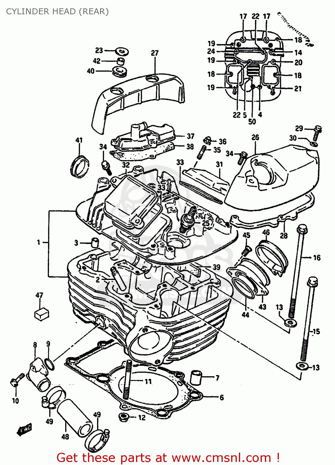 CYLINDER HEAD (REAR) VS750GLF 1989 (K) (E01 E15 E16 E17 E22)