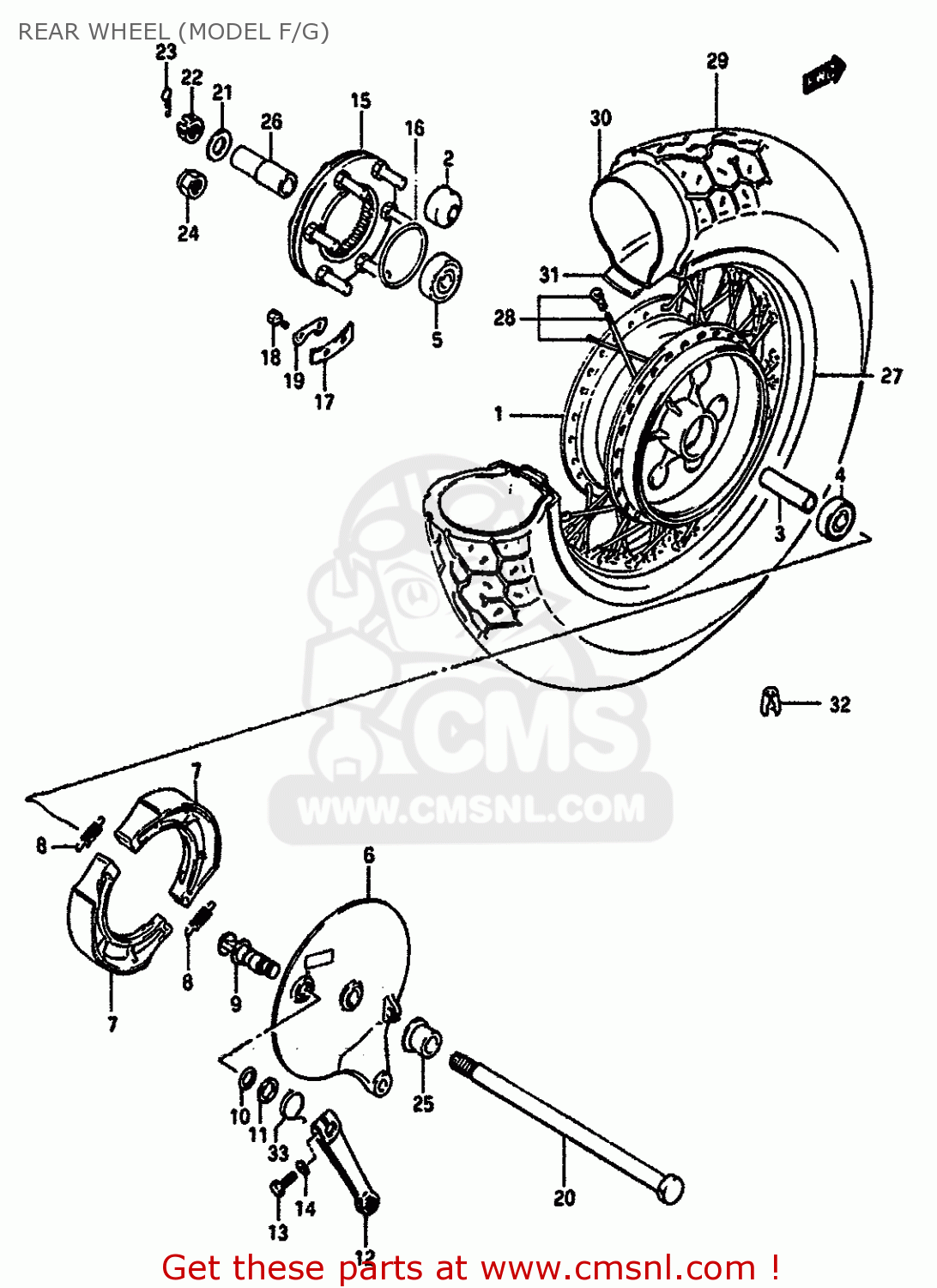 REAR WHEEL (MODEL F/G) VS750GLF 1989 (K) (E01 E15 E16 E17 E22)