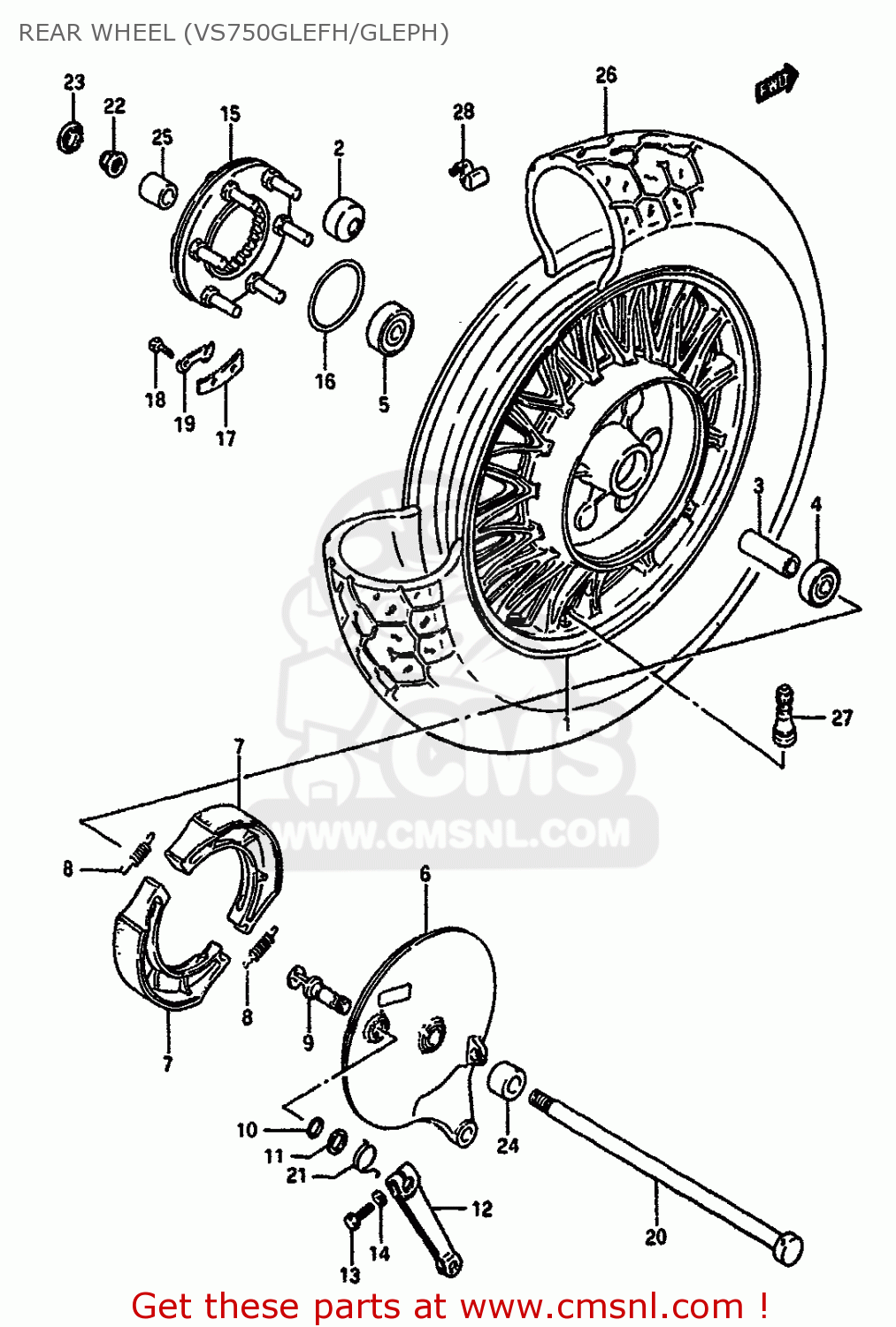 REAR WHEEL (VS750GLEFH/GLEPH) VS750GLF 1989 (K) (E01 E15 E16 E17 E22)