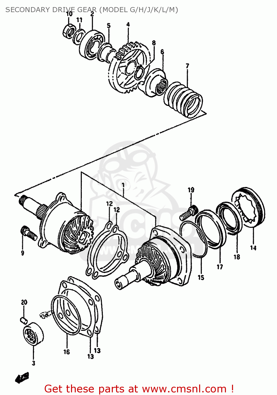 SECONDARY DRIVE GEAR (MODEL G/H/J/K/L/M) VS750GLF 1990 (L) GENERAL EXPORT (E01)