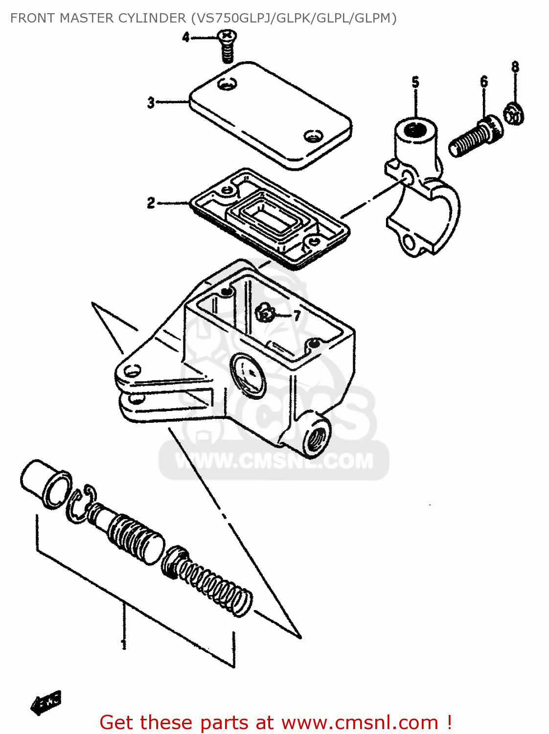 FRONT MASTER CYLINDER (VS750GLPJ/GLPK/GLPL/GLPM) VS750GLF 1990 (L) GENERAL EXPORT (E01)