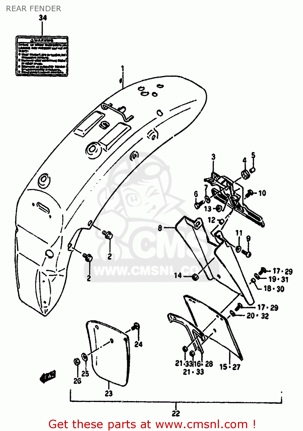 REAR FENDER VS750GLF 1990 (L) GENERAL EXPORT (E01)