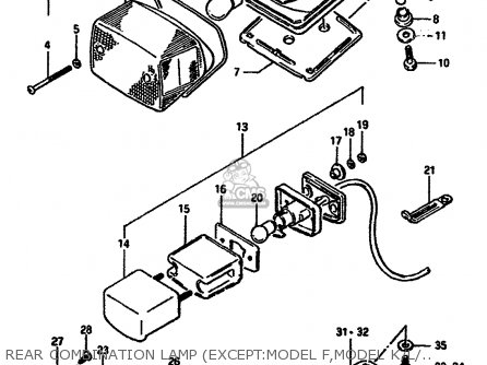 REAR COMBINATION LAMP (EXCEPT:MODEL F,MODEL K/L/M E1,E24) - VS750GLF 1990 (L) GENERAL EXPORT (E01)