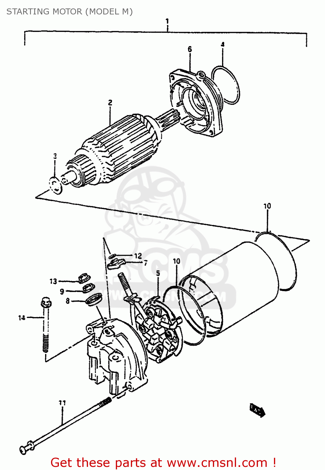 STARTING MOTOR (MODEL M) VS750GLF 1991 (M) GENERAL EXPORT (E01)