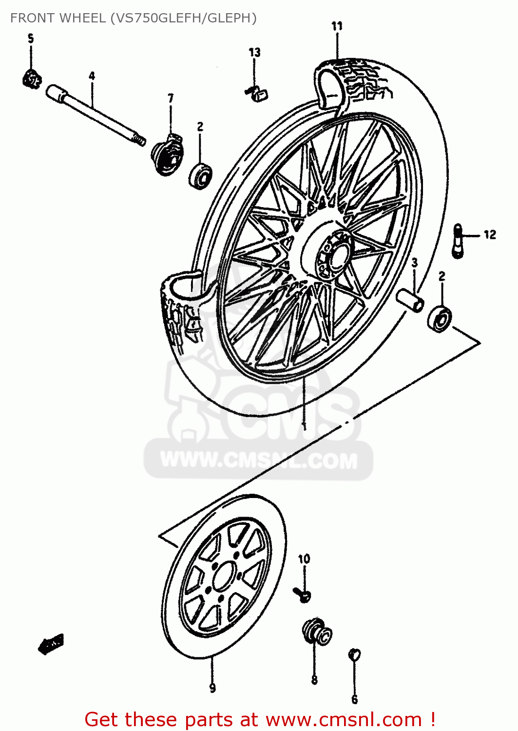 FRONT WHEEL (VS750GLEFH/GLEPH) VS750GLF 1991 (M) GENERAL EXPORT (E01)