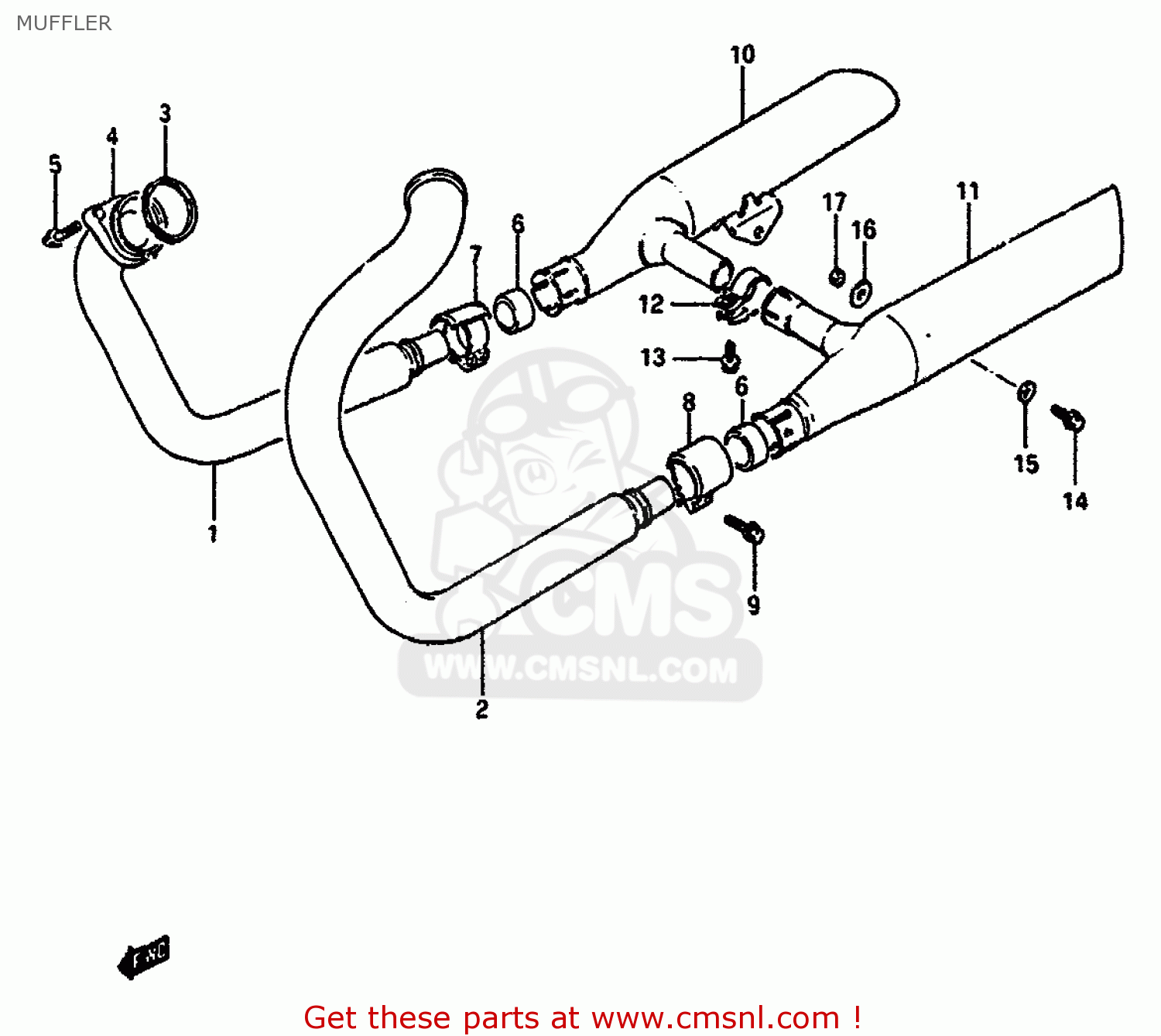 MUFFLER VS750GLP 1986 (G) (E02 E04 E15 E16 E17 E18 E21 E22 E25 E34 E39)