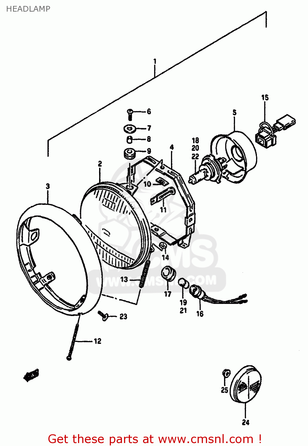 HEADLAMP VS750GLP 1986 (G) (E02 E04 E15 E16 E17 E18 E21 E22 E25 E34 E39)