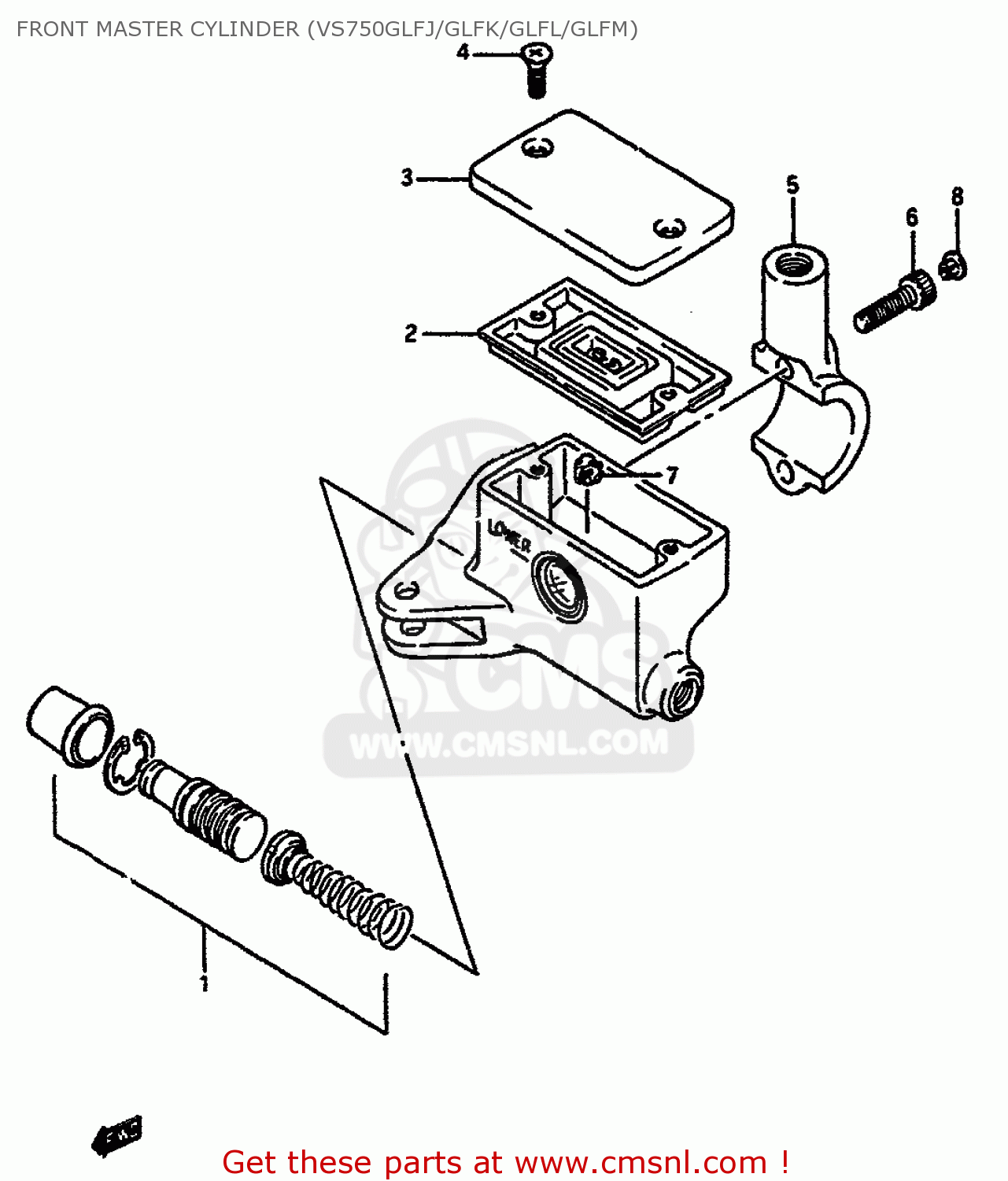 FRONT MASTER CYLINDER (VS750GLFJ/GLFK/GLFL/GLFM) VS750GLP 1986 (G) (E02 E04 E15 E16 E17 E18 E21 E22 E25 E34 E39)