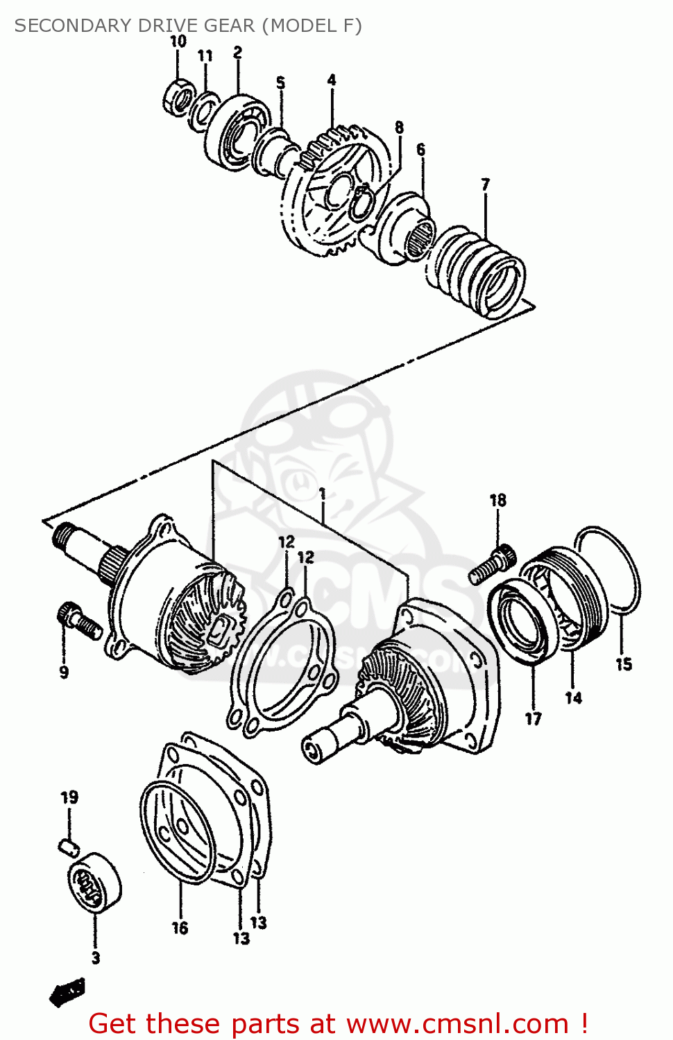 SECONDARY DRIVE GEAR (MODEL F) VS750GLP 1987 (H) (E02 E04 E15 E17 E18 E21 E22 E25)