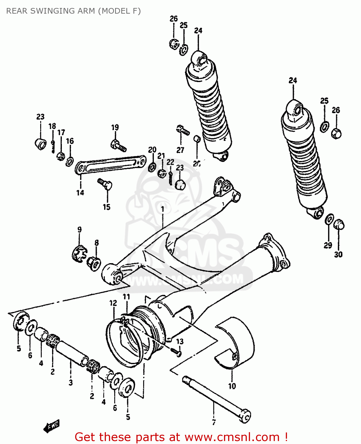 REAR SWINGING ARM (MODEL F) VS750GLP 1987 (H) (E02 E04 E15 E17 E18 E21 E22 E25)