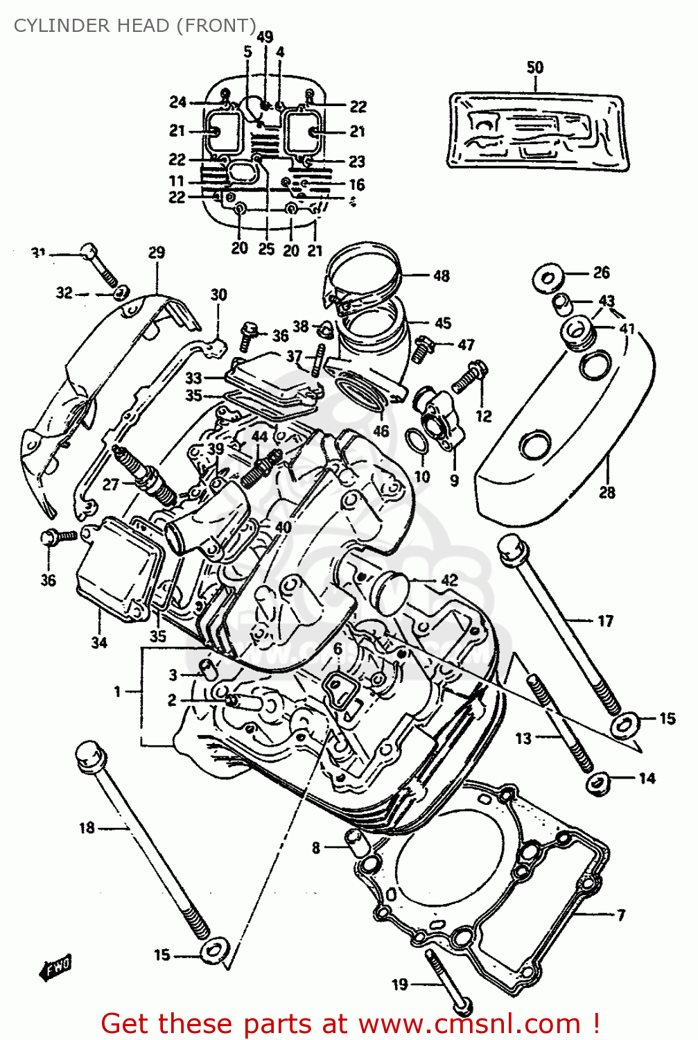 CYLINDER HEAD (FRONT) VS750GLP 1989 (K) (E01 E02 E04 E15 E16 E17 18 21 22 24 25 34 39)