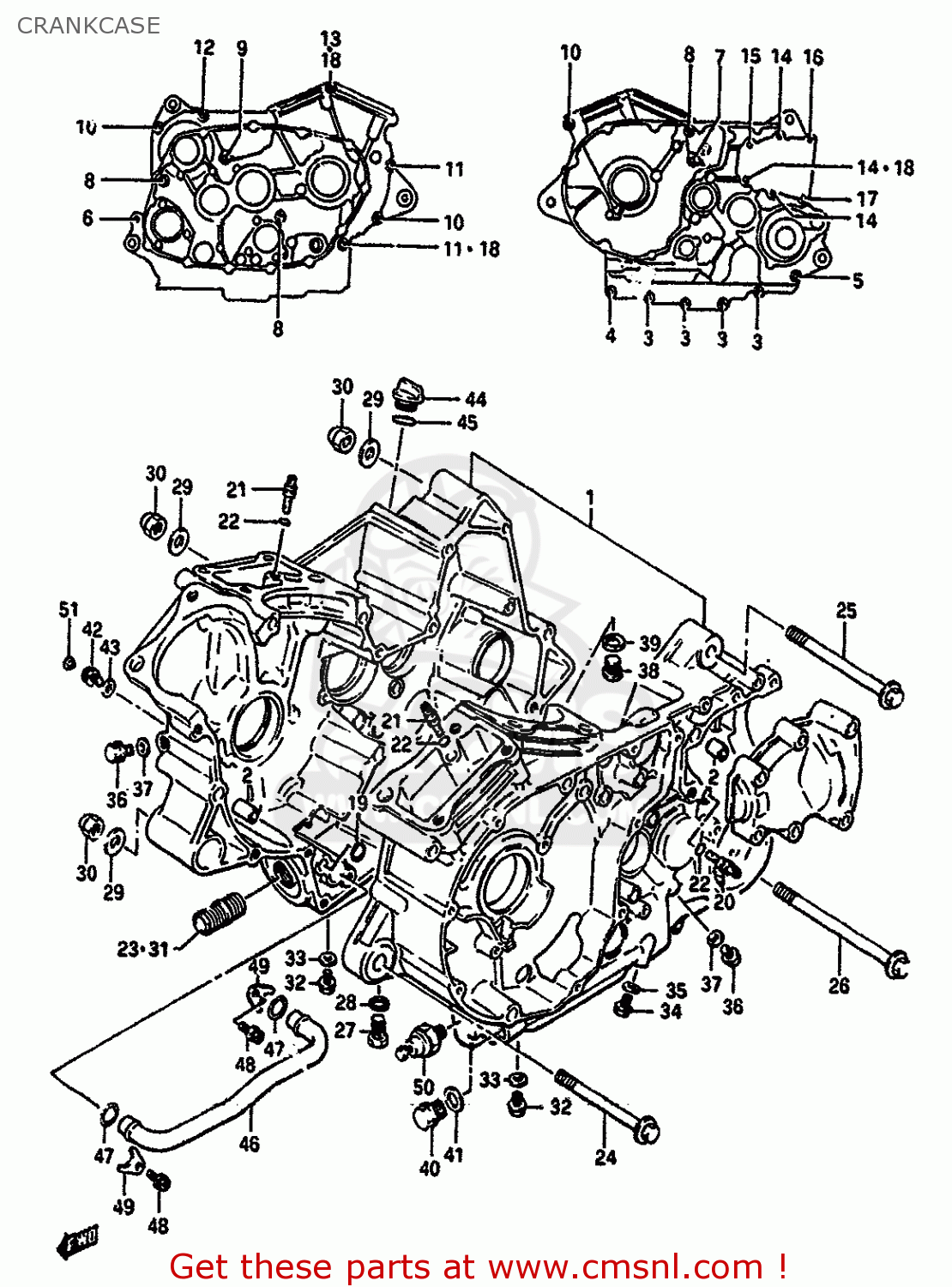 CRANKCASE VS750GLP 1989 (K) (E01 E02 E04 E15 E16 E17 18 21 22 24 25 34 39)