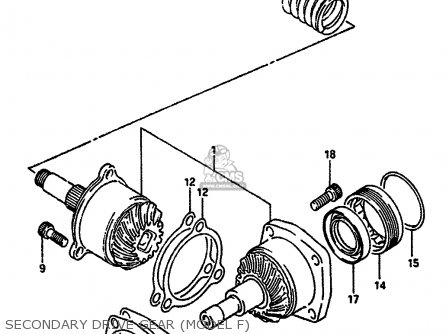 SECONDARY DRIVE GEAR (MODEL F) - VS750GLP 1989 (K) (E01 E02 E04 E15 E16 E17 18 21 22 24 25 34 39)