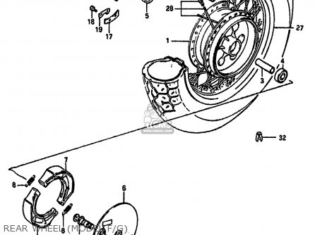REAR WHEEL (MODEL F/G) - VS750GLP 1989 (K) (E01 E02 E04 E15 E16 E17 18 21 22 24 25 34 39)
