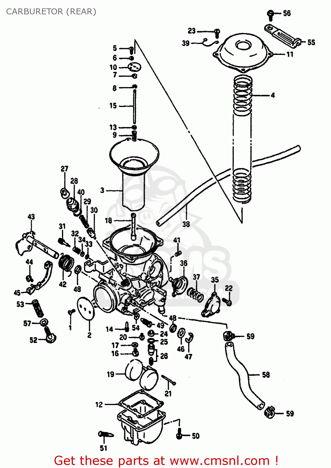 CARBURETOR (REAR) VS750GLP 1990 (L) (E01 E02 E04 E16 E17 E18 E21 E22 E25 E39)