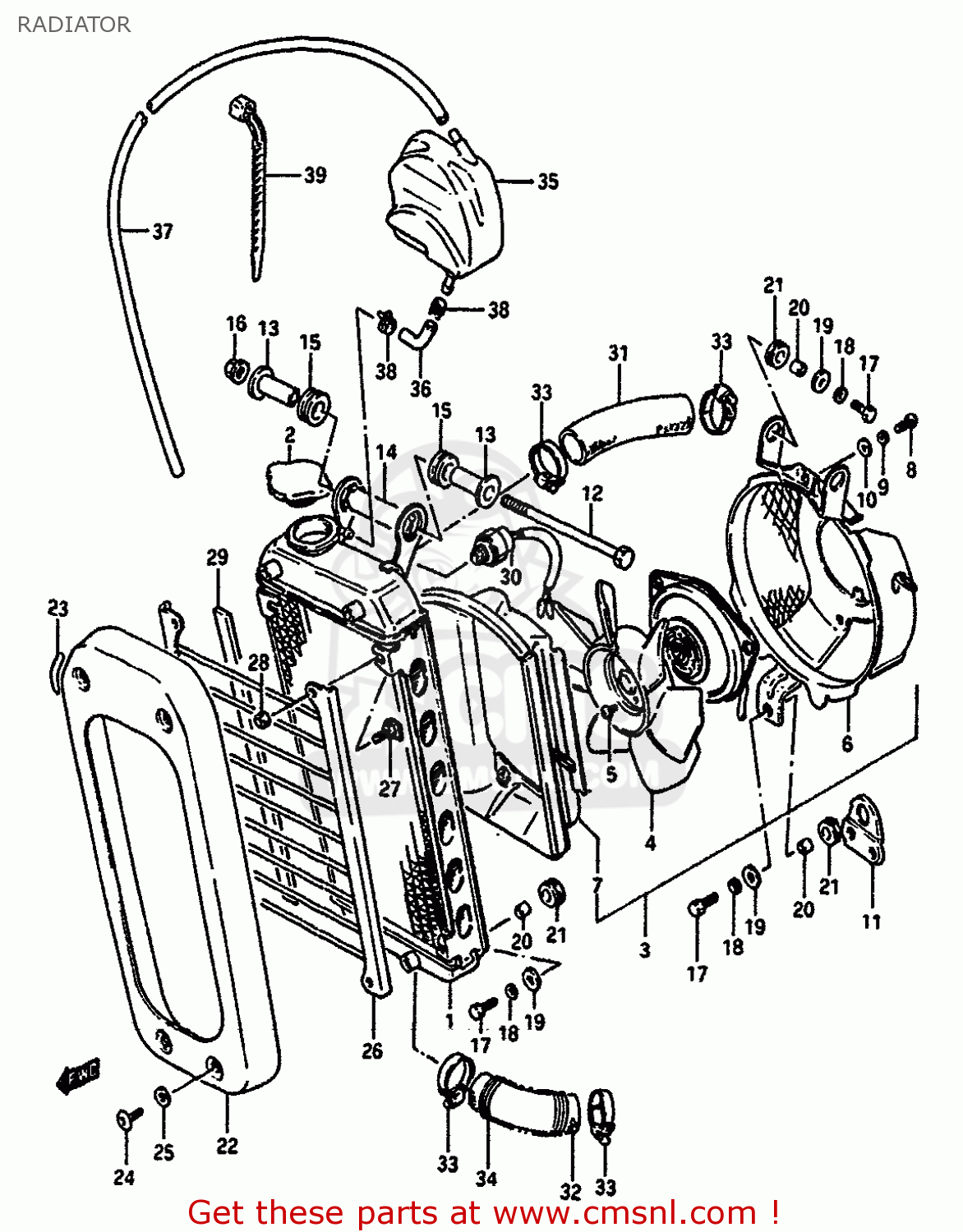 RADIATOR VS750GLP 1991 (M) (E01 E02 E04 E17 E21 E22 E25 E34 E39)