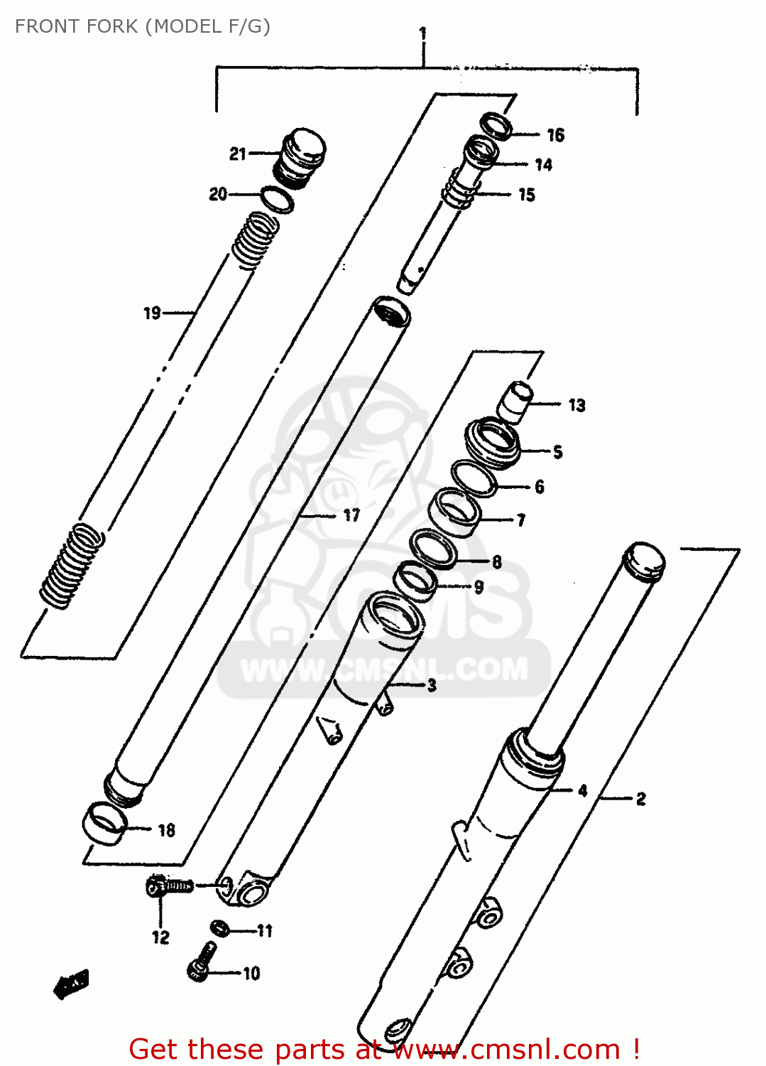 FRONT FORK (MODEL F/G) VS750GLP 1991 (M) (E01 E02 E04 E17 E21 E22 E25 E34 E39)