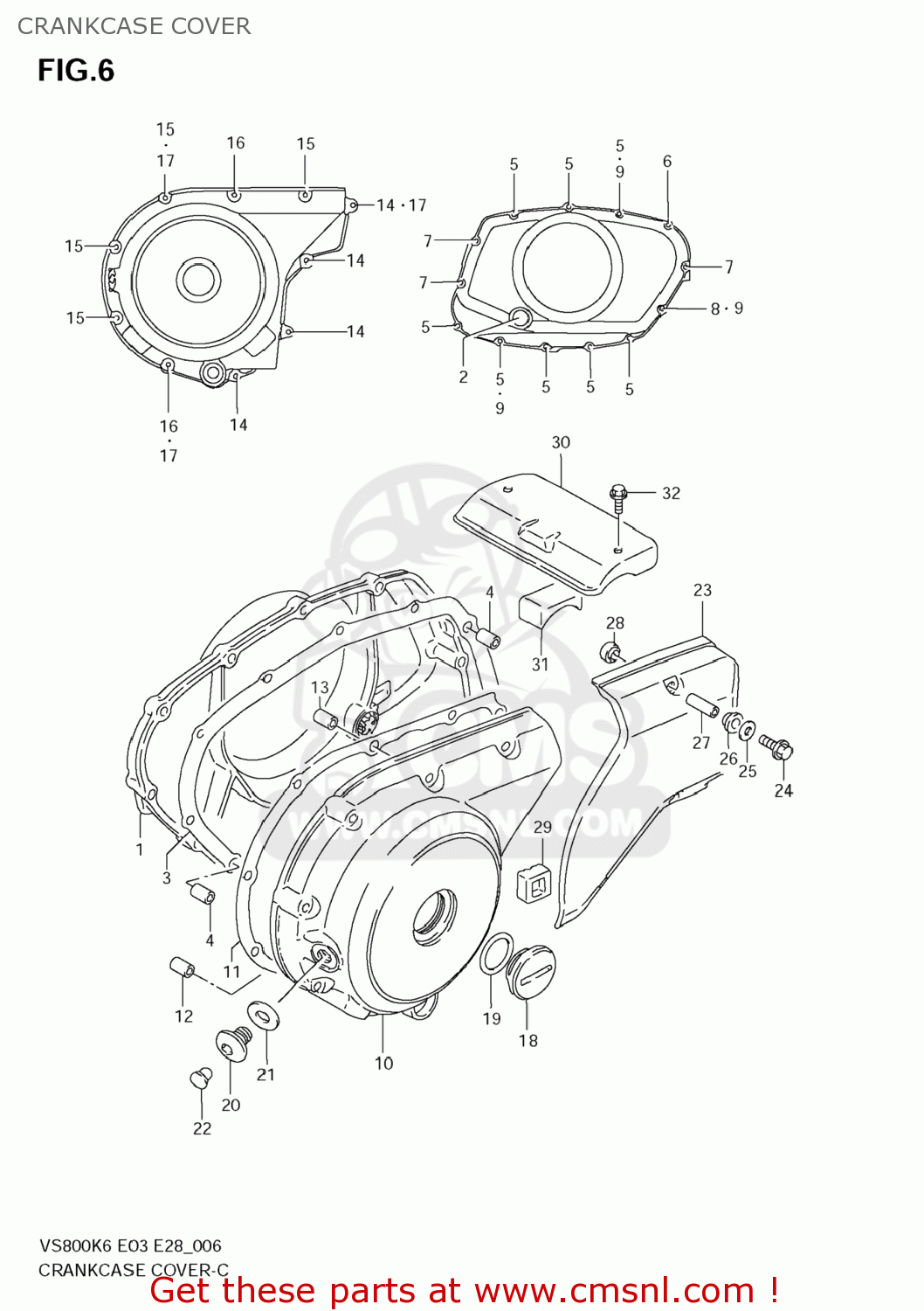 CRANKCASE COVER VS800 BOULEVARD S50 2006 (K6) USA (E03) BOULEVARDS50 BOULEVARD-S