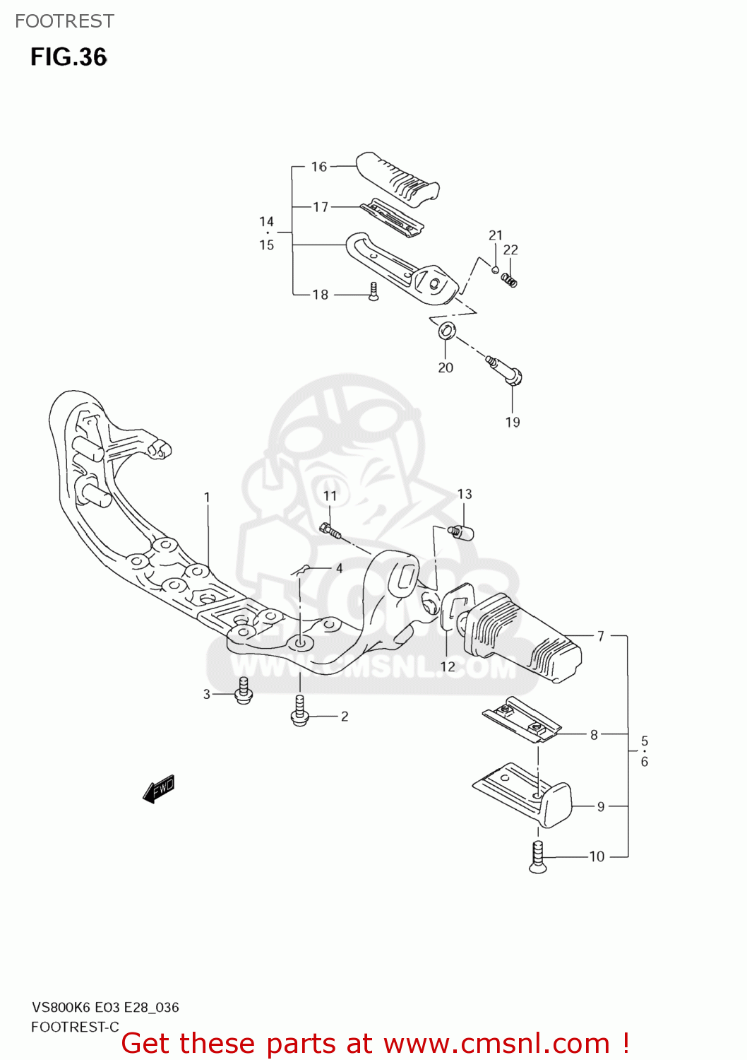 FOOTREST VS800 BOULEVARD S50 2006 (K6) USA (E03) BOULEVARDS50 BOULEVARD-S