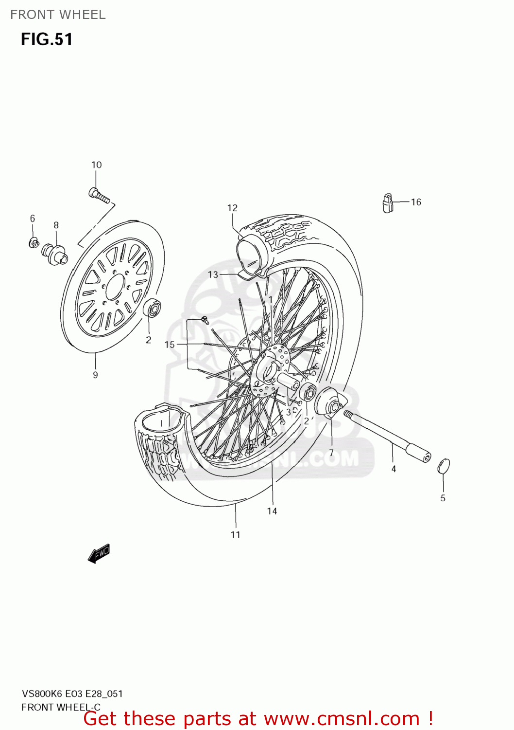 FRONT WHEEL VS800 BOULEVARD S50 2006 (K6) USA (E03) BOULEVARDS50 BOULEVARD-S