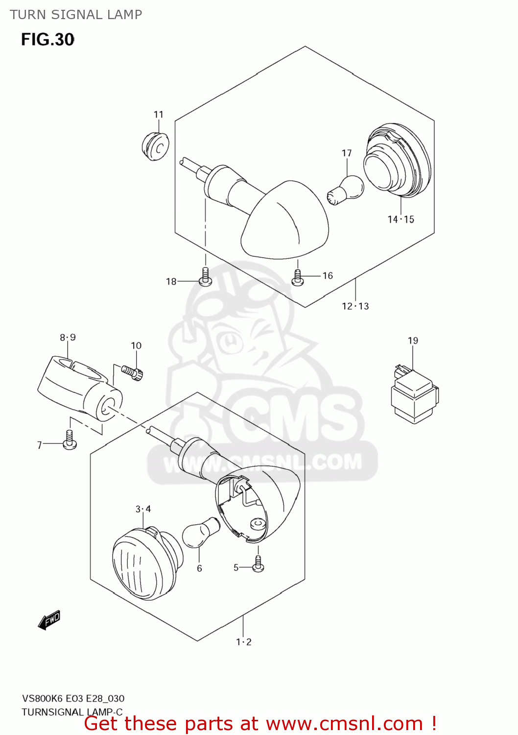 TURN SIGNAL LAMP VS800 BOULEVARD S50 2006 (K6) USA (E03) BOULEVARDS50 BOULEVARD-S
