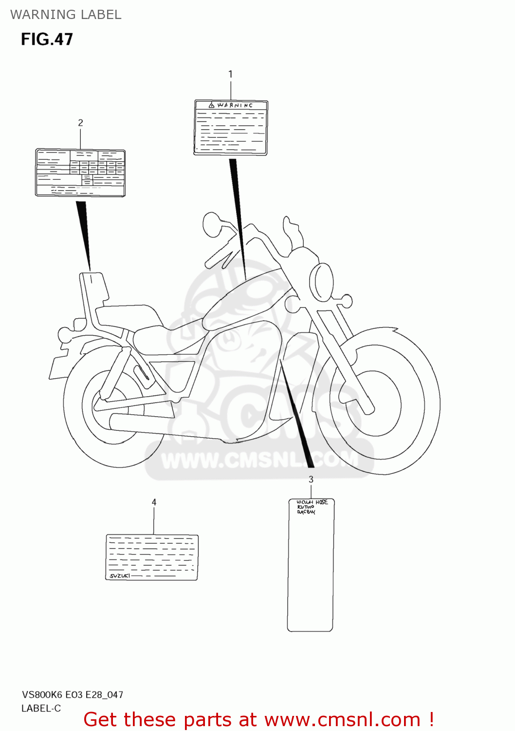 WARNING LABEL VS800 BOULEVARD S50 2007 (K7) CALIFORNIA (E33)