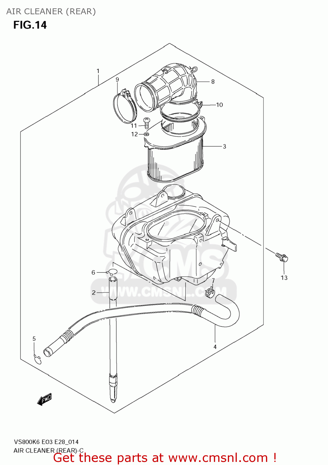 AIR CLEANER (REAR) VS800 BOULEVARD S50 2008 (K8) CALIFORNIA (E33)