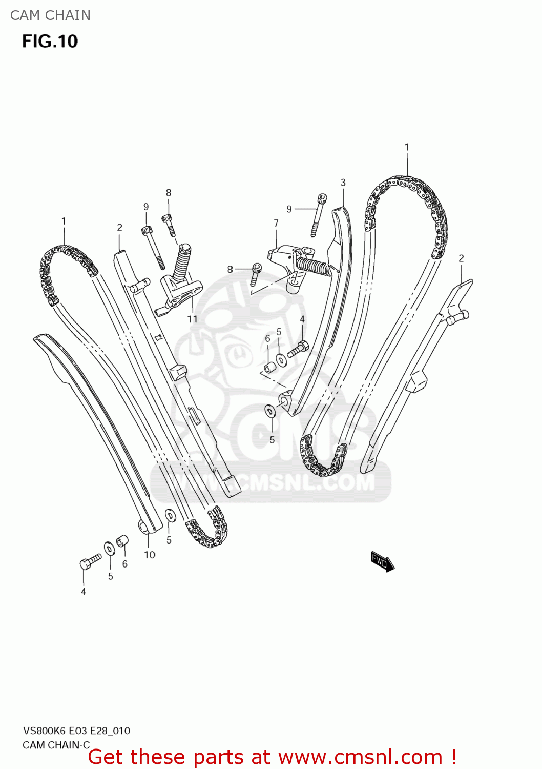 CAM CHAIN VS800 BOULEVARD S50 2008 (K8) CALIFORNIA (E33)