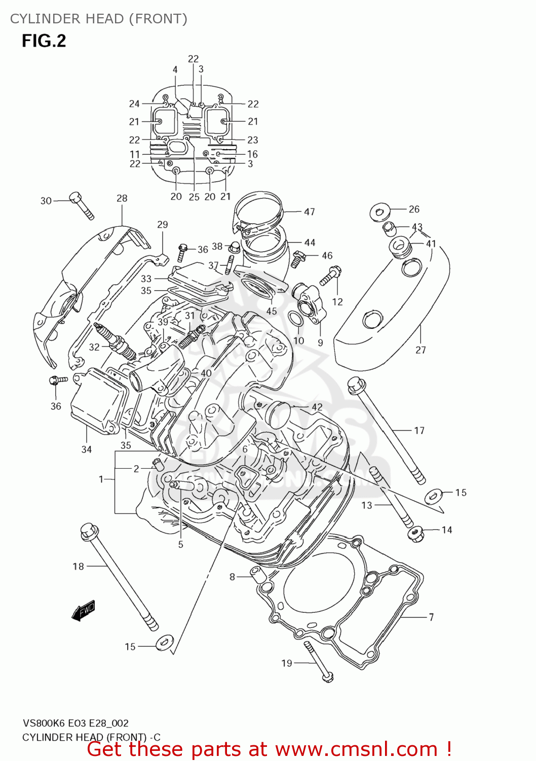 CYLINDER HEAD (FRONT) VS800 BOULEVARD S50 2008 (K8) CALIFORNIA (E33)