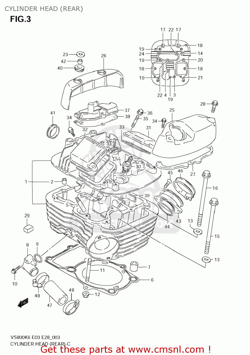 CYLINDER HEAD (REAR) VS800 BOULEVARD S50 2008 (K8) CALIFORNIA (E33)