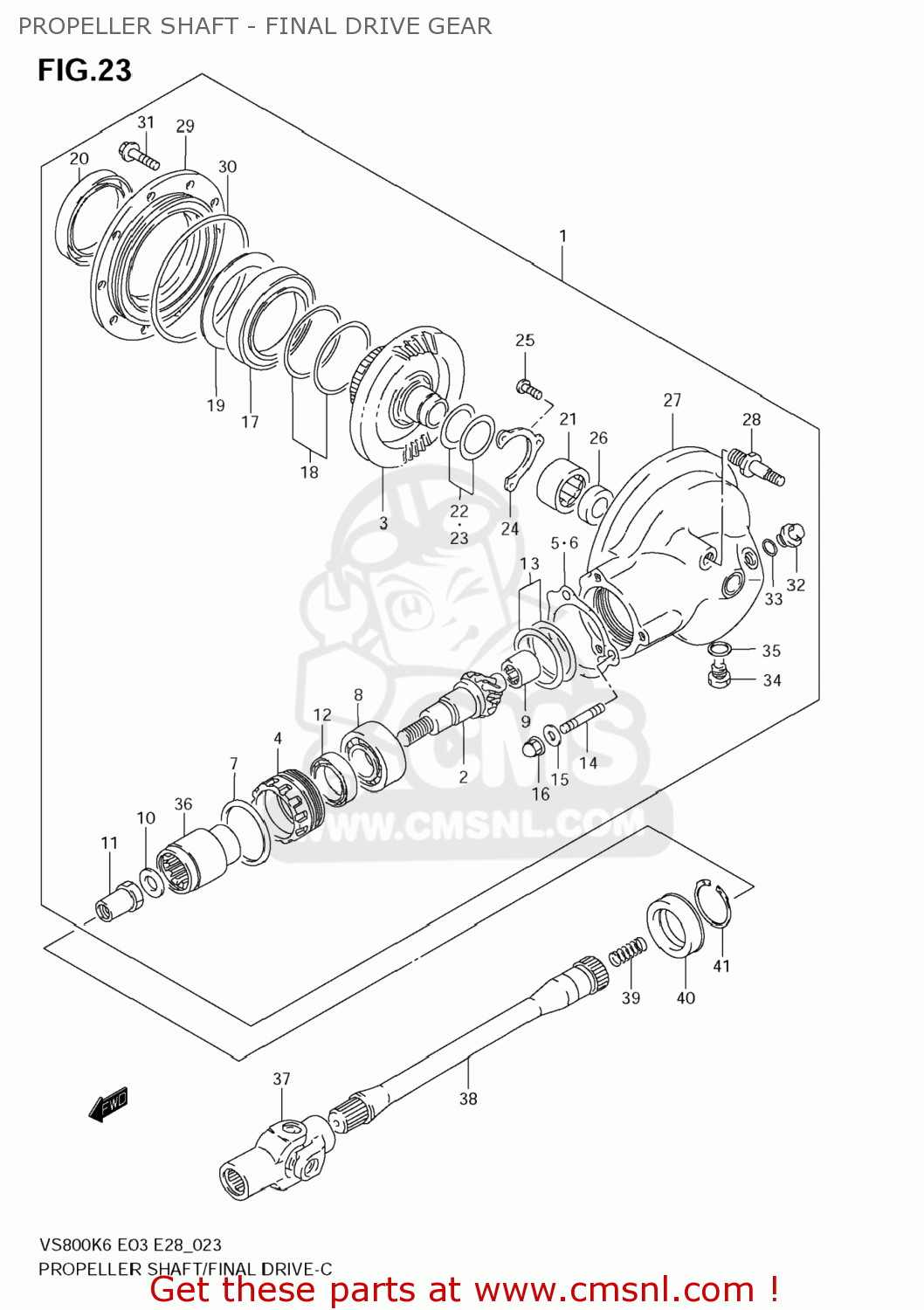 PROPELLER SHAFT - FINAL DRIVE GEAR VS800 BOULEVARD S50 2008 (K8) CALIFORNIA (E33)