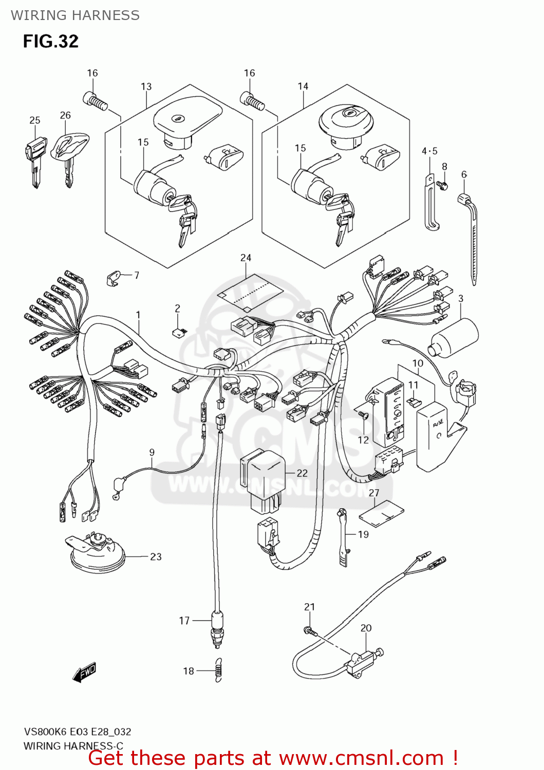 WIRING HARNESS VS800 BOULEVARD S50 2008 (K8) CALIFORNIA (E33)