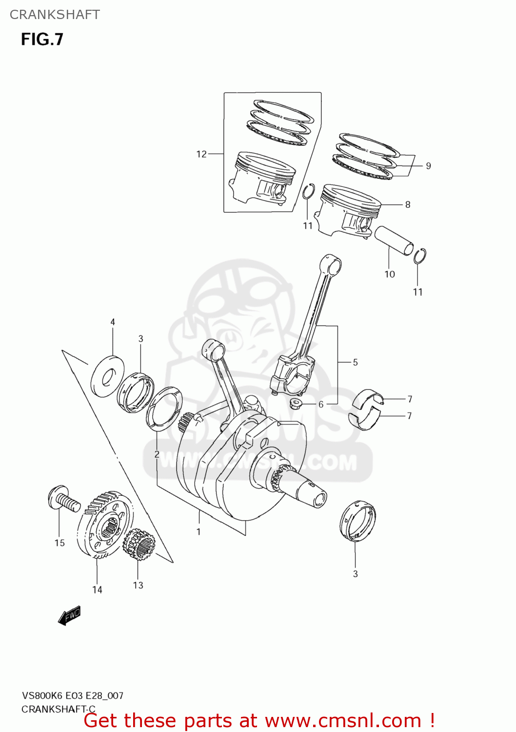 CRANKSHAFT VS800 BOULEVARD S50 2009 (K9) CALIFORNIA (E33)