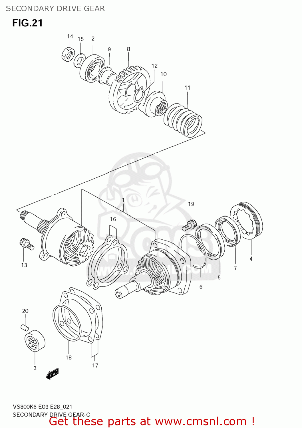 SECONDARY DRIVE GEAR VS800 BOULEVARD S50 2009 (K9) CALIFORNIA (E33)