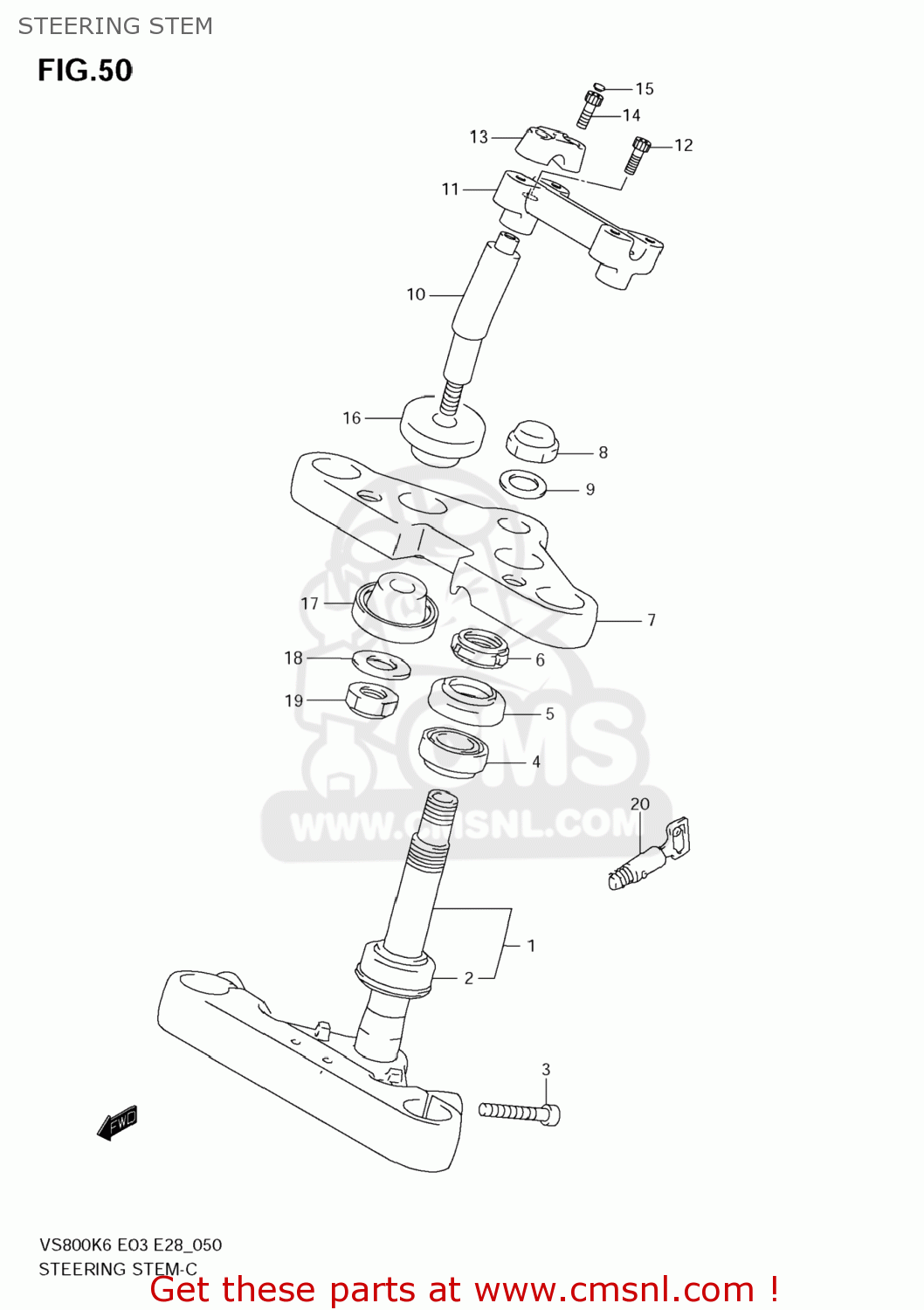 STEERING STEM VS800 BOULEVARD S50 2009 (K9) CALIFORNIA (E33)
