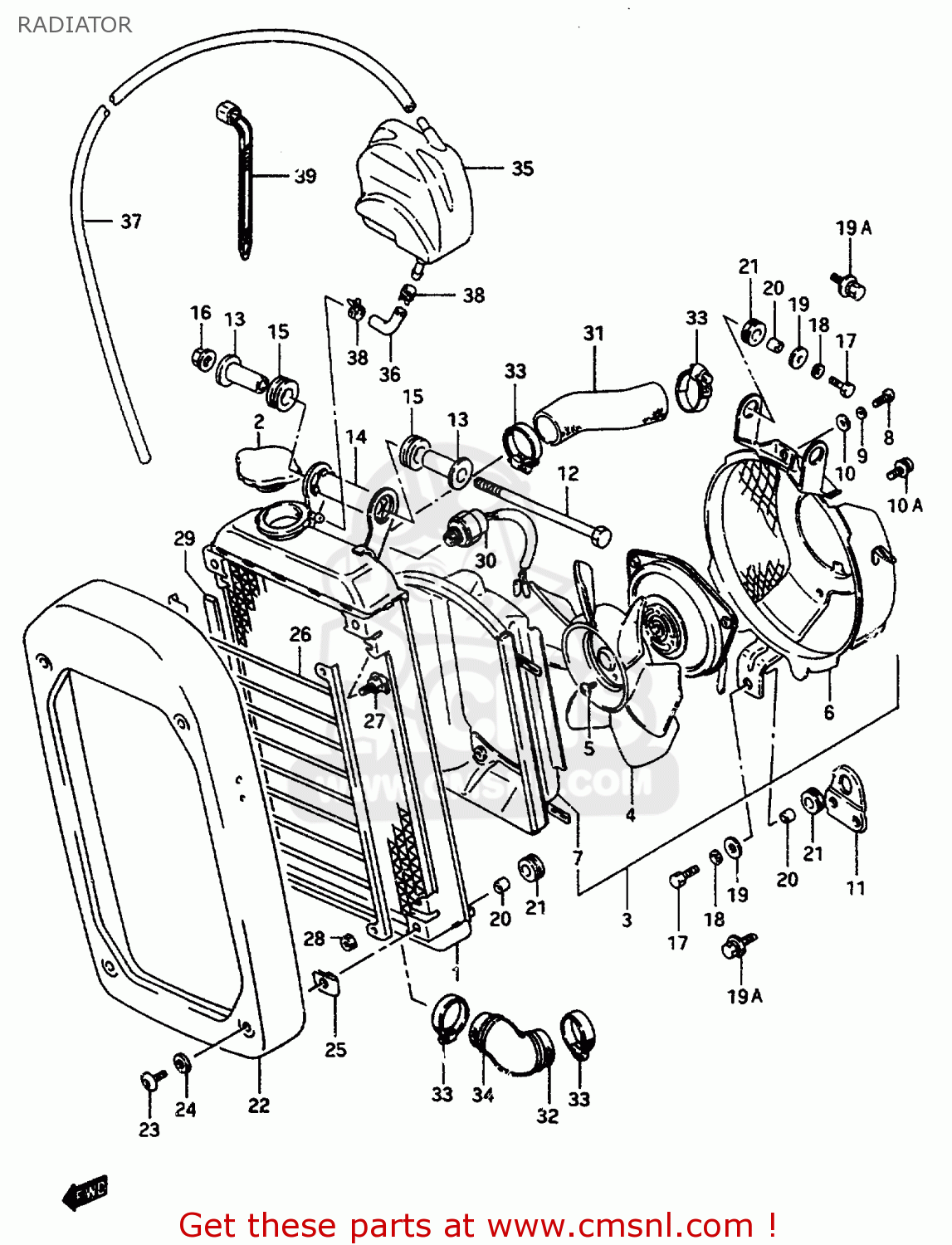 RADIATOR VS800GL 1992 (N) (E01 E02 E04 E16 E17 E18 E21 E22 E25 E34 39 53)