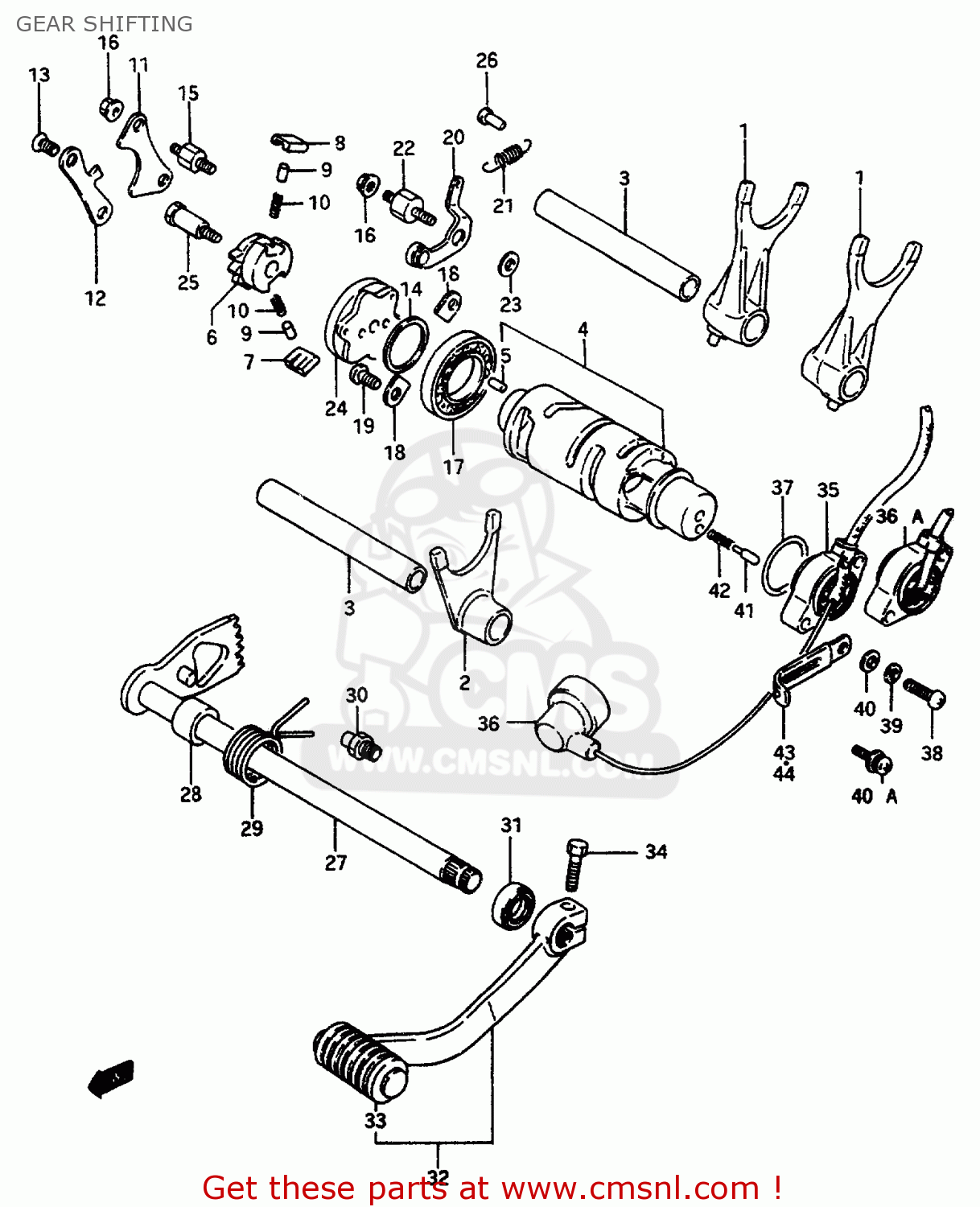 GEAR SHIFTING VS800GL 1992 (N) (E01 E02 E04 E16 E17 E18 E21 E22 E25 E34 39 53)