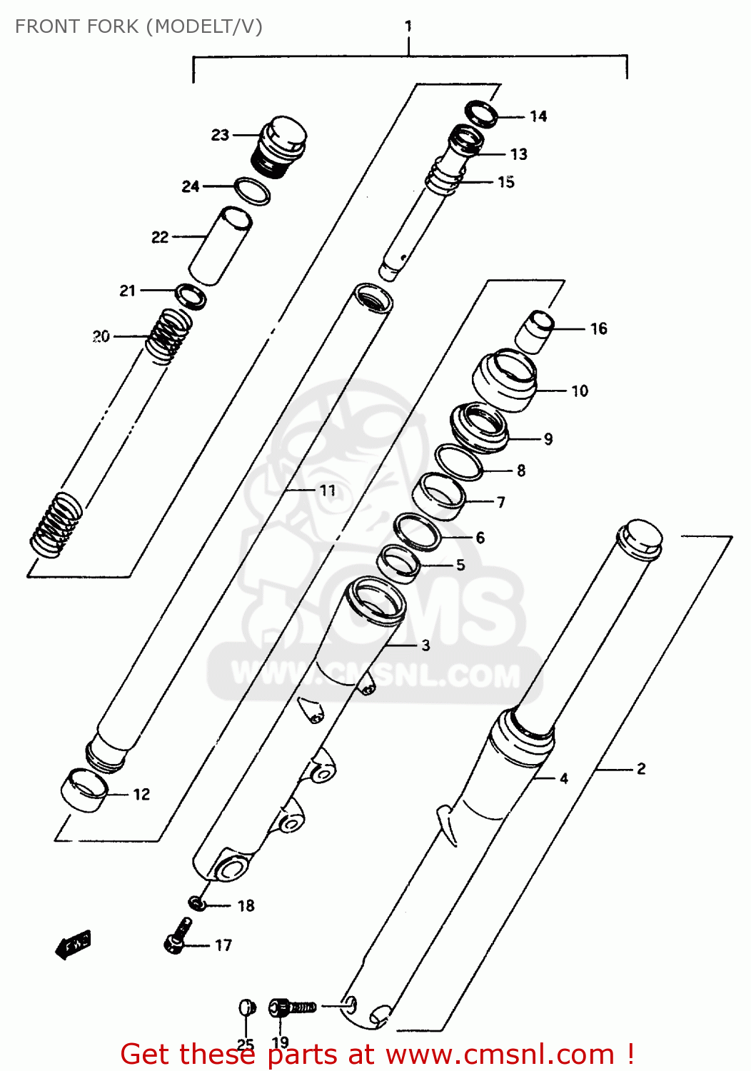 FRONT FORK (MODELT/V) VS800GL 1992 (N) (E01 E02 E04 E16 E17 E18 E21 E22 E25 E34 39 53)
