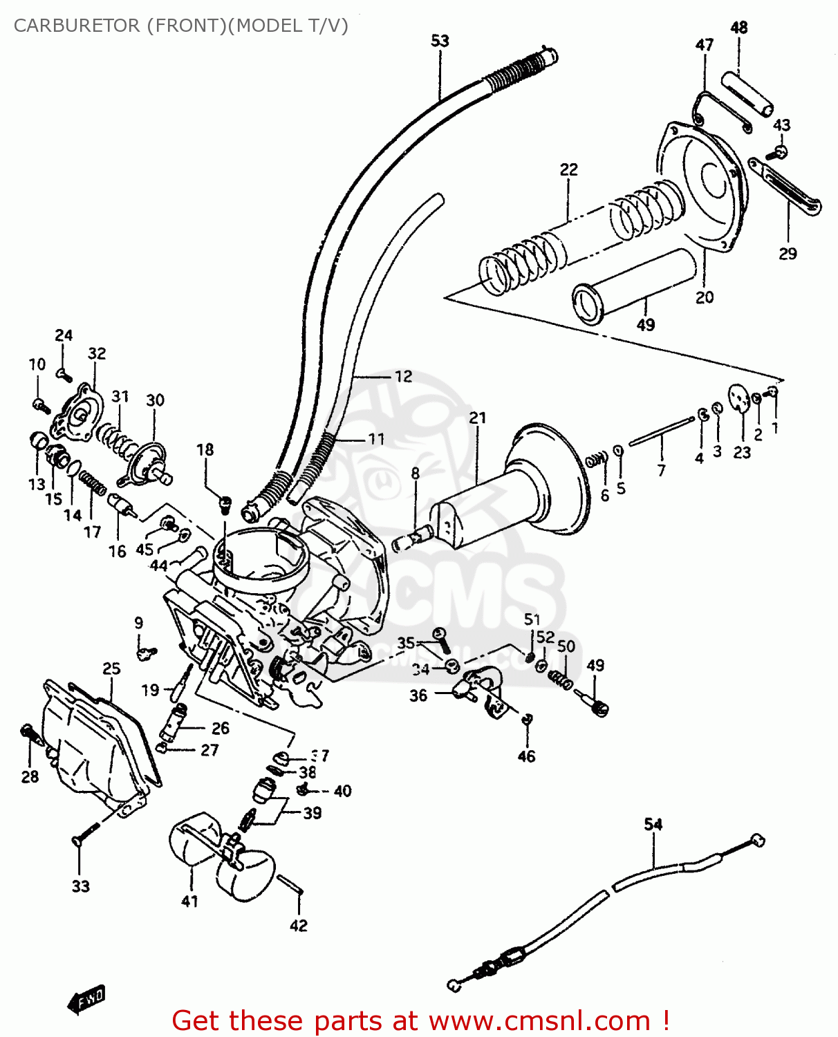 CARBURETOR (FRONT)(MODEL T/V) VS800GL 1993 (P) (E02 E04 E17 E18 E21 E22 E25 E34 E53)