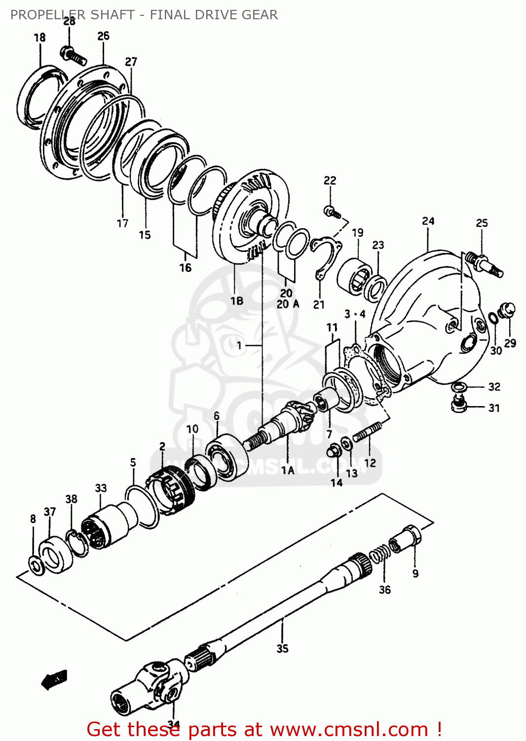 PROPELLER SHAFT - FINAL DRIVE GEAR VS800GL 1993 (P) (E02 E04 E17 E18 E21 E22 E25 E34 E53)